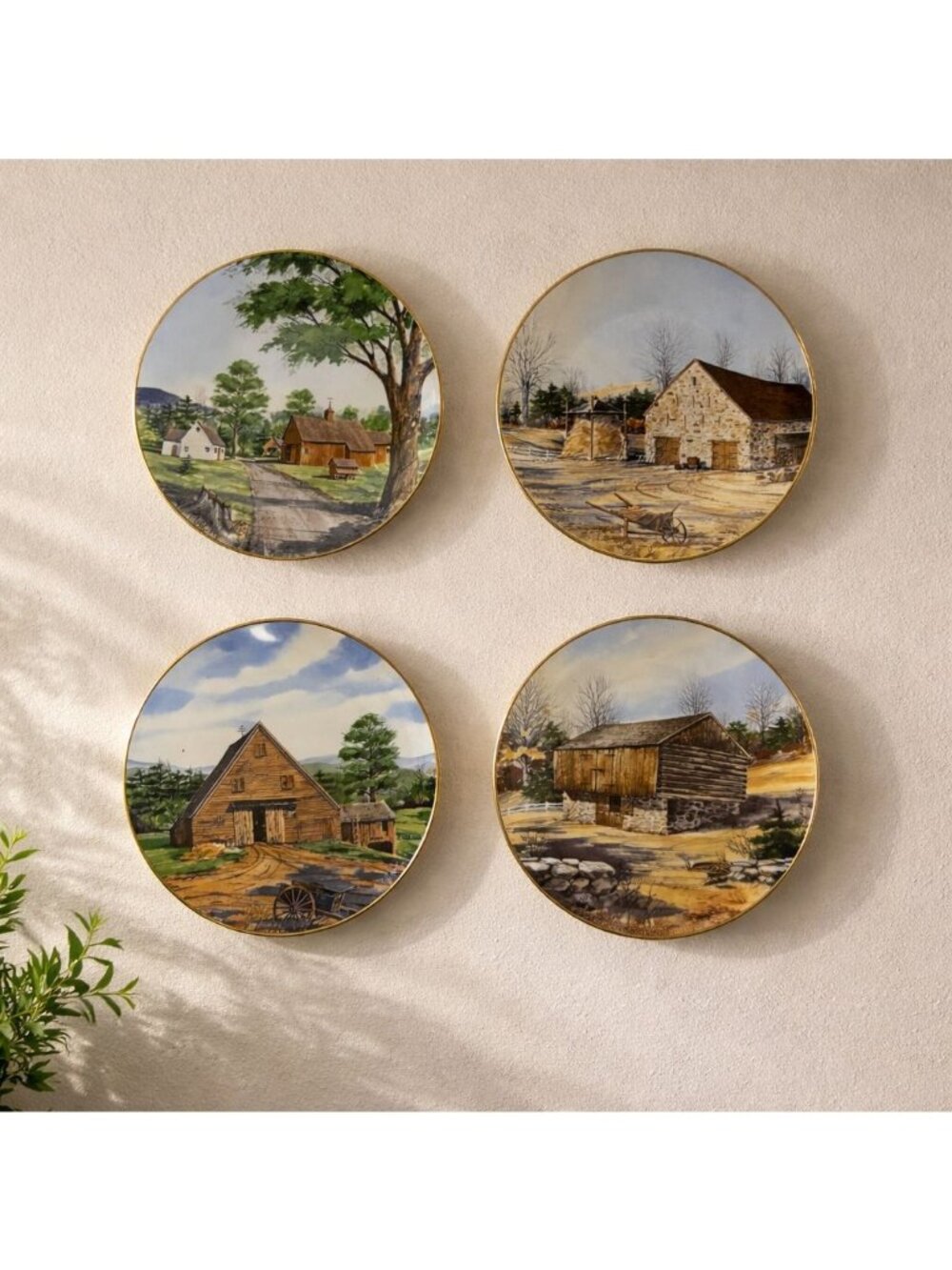 Franciscan Porcelain Plates Set Of 4 Harris Hien Limited Edition Vintage 1983